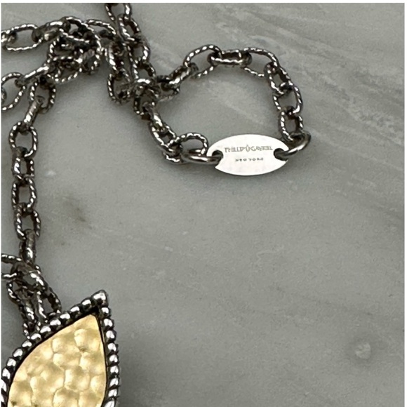 FINE JEWELRY Silver And 18Kt Gold Large Fleur De Lis Pendant Necklace - Picture 7 of 12